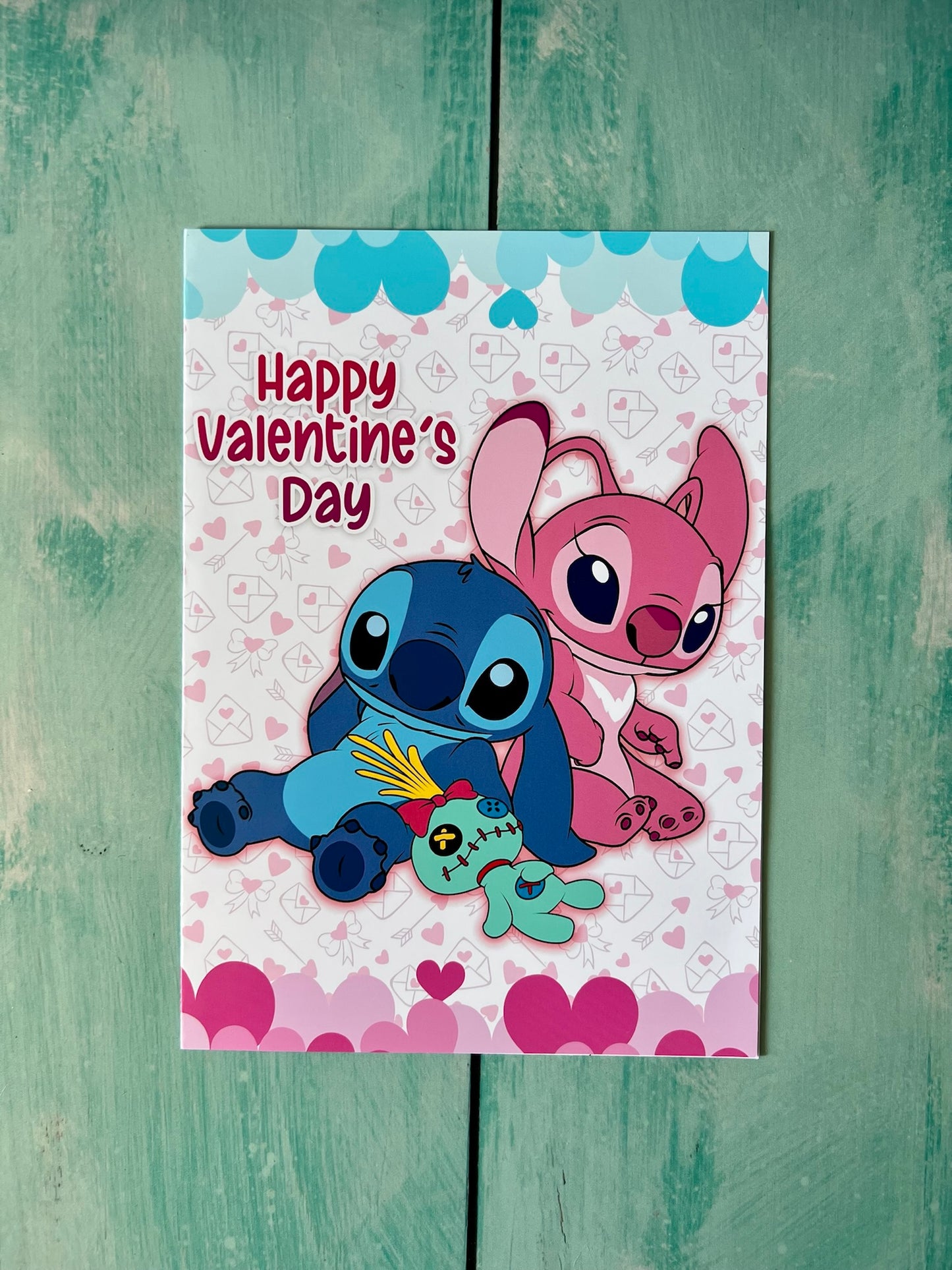 Tarjeta San Valentín Stitch & Angel
